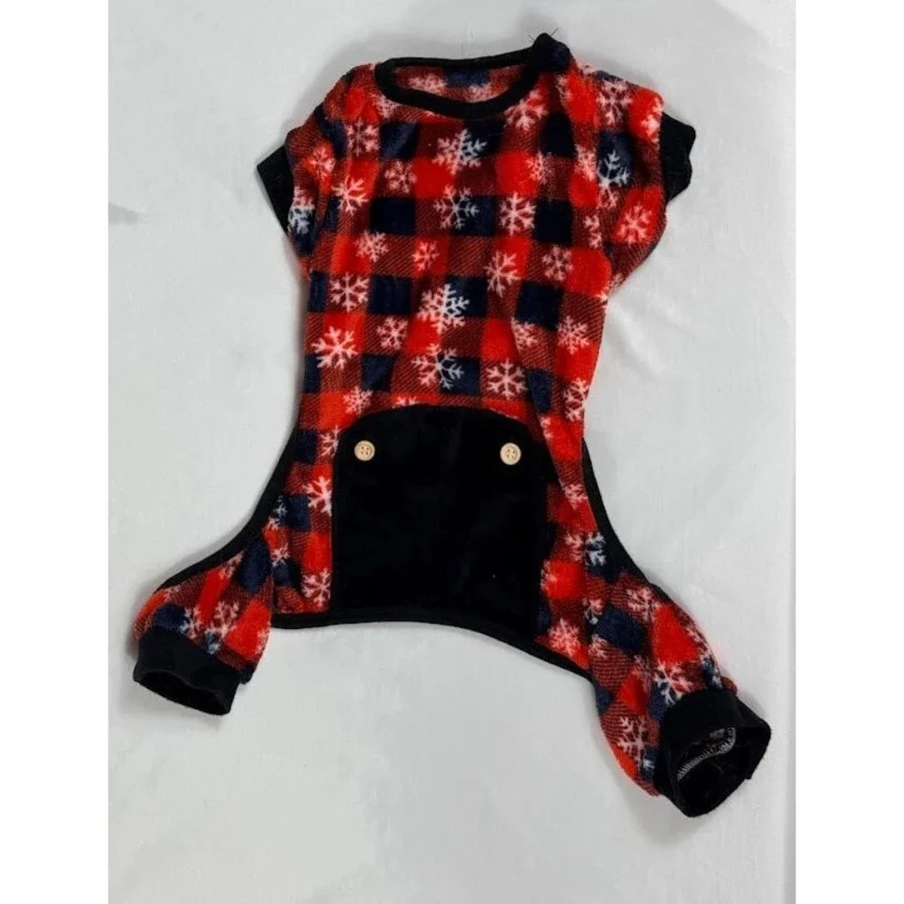 Holiday Pet Dog PJ’s Pajamas Soft XL  Red Black White Snowflakes